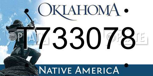 T733078 Oklahoma License Plate