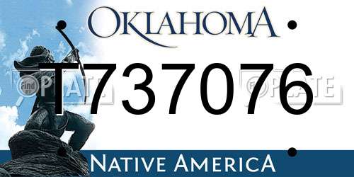 T737076 Oklahoma License Plate