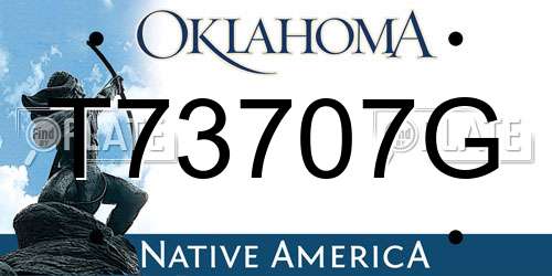 T73707G Oklahoma License Plate