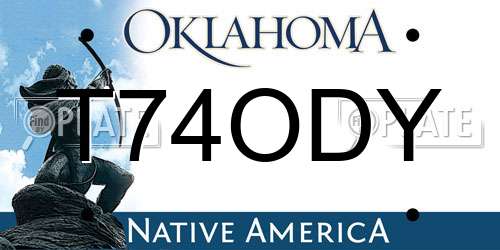 T74ODY Oklahoma License Plate