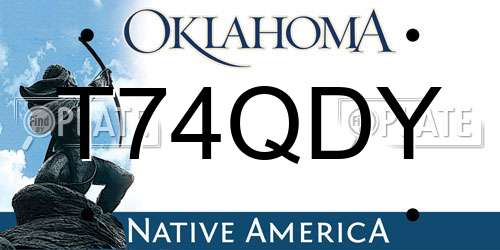 T74QDY Oklahoma License Plate