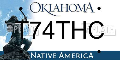 T74THC Oklahoma License Plate