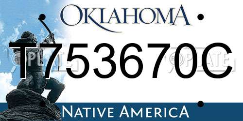 T753670C Oklahoma License Plate