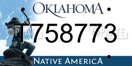 T758773 Oklahoma License Plate