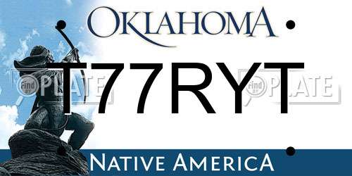 T77RYT Oklahoma License Plate
