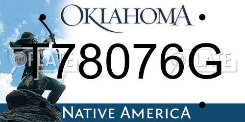 T78076G Oklahoma License Plate