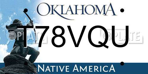 T78VQU Oklahoma License Plate