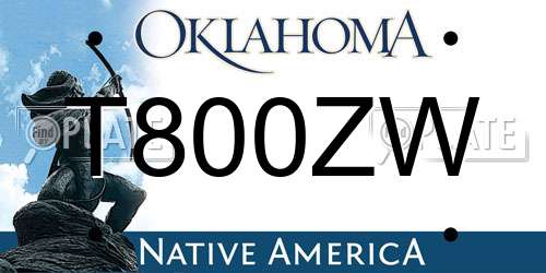 T800ZW Oklahoma License Plate