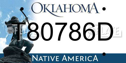 T80786D Oklahoma License Plate