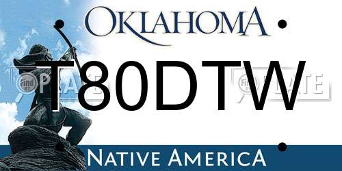 T80DTW Oklahoma License Plate