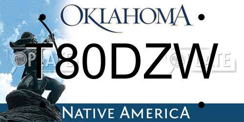 T80DZW Oklahoma License Plate