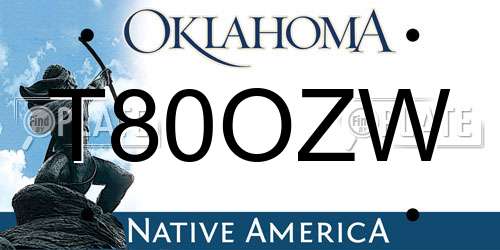 T80OZW Oklahoma License Plate