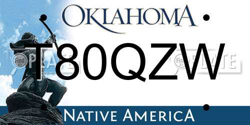 T80QZW Oklahoma License Plate