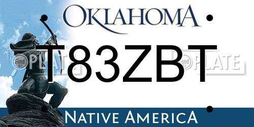 T83ZBT Oklahoma License Plate