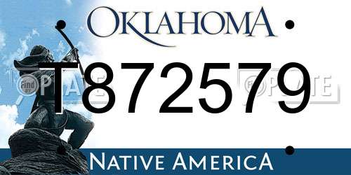 T872579 Oklahoma License Plate