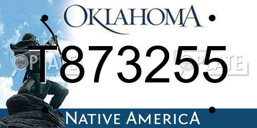 T873255 Oklahoma License Plate