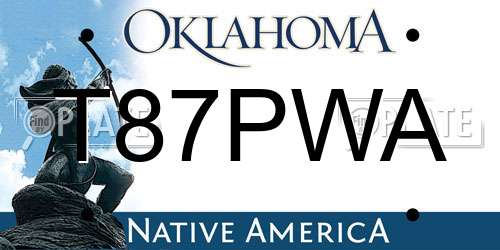 T87PWA Oklahoma License Plate