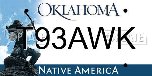 T93AWK Oklahoma License Plate