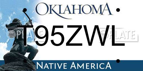 T95ZWL Oklahoma License Plate