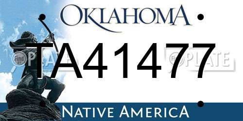 TA41477 Oklahoma License Plate