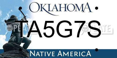 TA5G7S Oklahoma License Plate