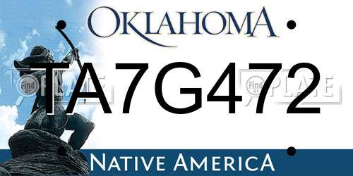TA7G472 Oklahoma License Plate