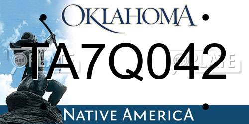 TA7Q042 Oklahoma License Plate