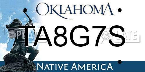 TA8G7S Oklahoma License Plate
