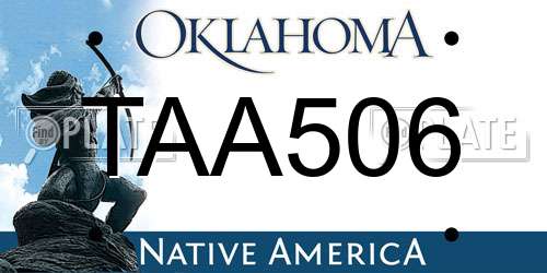 TAA506 Oklahoma License Plate