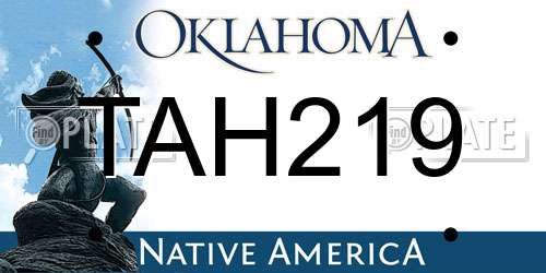 TAH219 Oklahoma License Plate