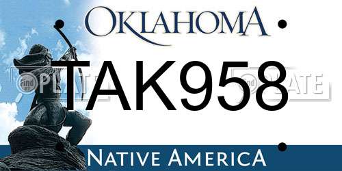 TAK958 Oklahoma License Plate