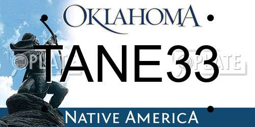 TANE33 Oklahoma License Plate