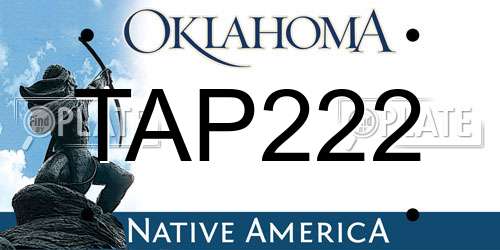 TAP222 Oklahoma License Plate