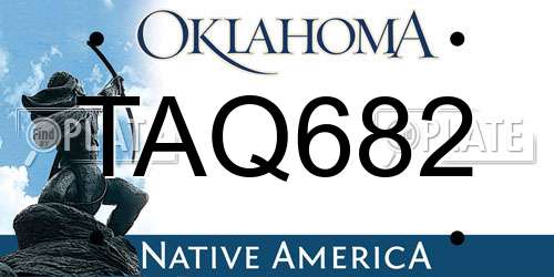 TAQ682 Oklahoma License Plate