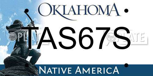 TAS67S Oklahoma License Plate