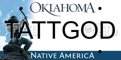 TATTGOD Oklahoma License Plate