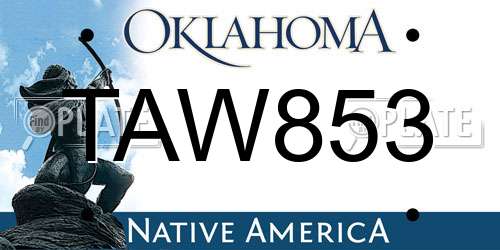 TAW853 Oklahoma License Plate