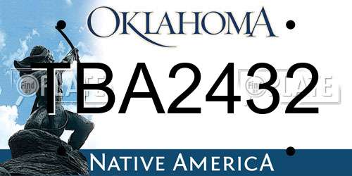 TBA2432 Oklahoma License Plate