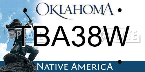 TBA38W Oklahoma License Plate