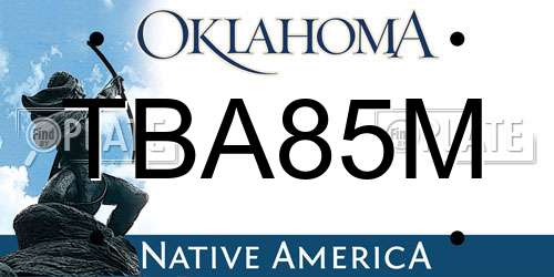 TBA85M Oklahoma License Plate