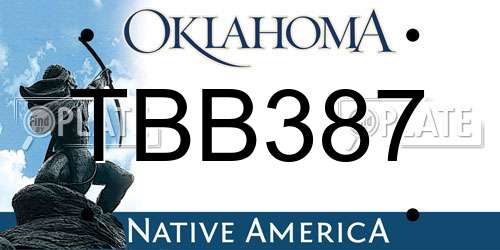 TBB387 Oklahoma License Plate