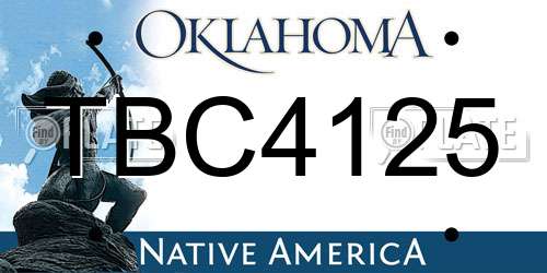 TBC4125 Oklahoma License Plate