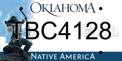 TBC4128 Oklahoma License Plate