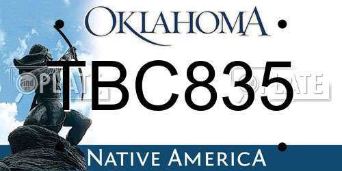 TBC835 Oklahoma License Plate