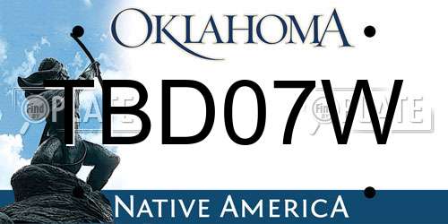 TBD07W Oklahoma License Plate