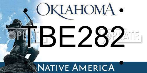 TBE282 Oklahoma License Plate