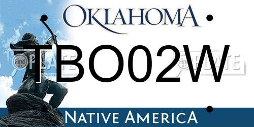 TBO02W Oklahoma License Plate