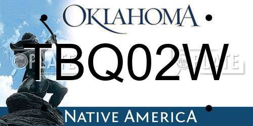 TBQ02W Oklahoma License Plate