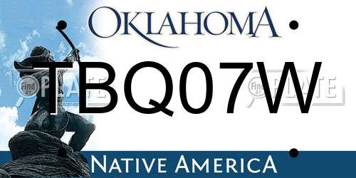 TBQ07W Oklahoma License Plate