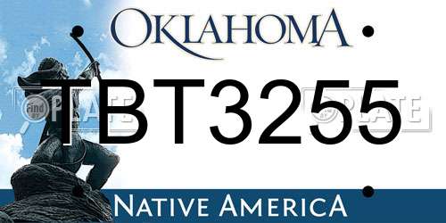 TBT3255 Oklahoma License Plate